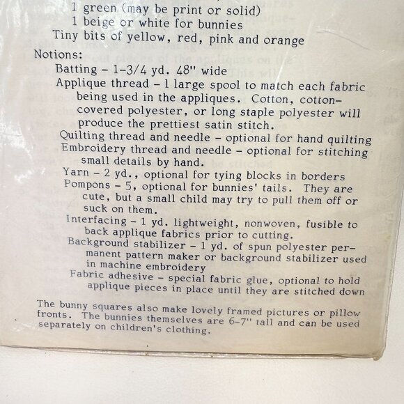 Busy Bunny Crib‎ Quilt Pattern Yours Truly Vintage 70s Machine Applique - Picture 8 of 8